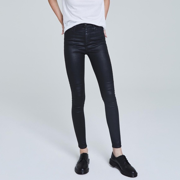 Ag Adriano Goldschmied Denim - AG The Mila black shiny high waisted skinny jeans